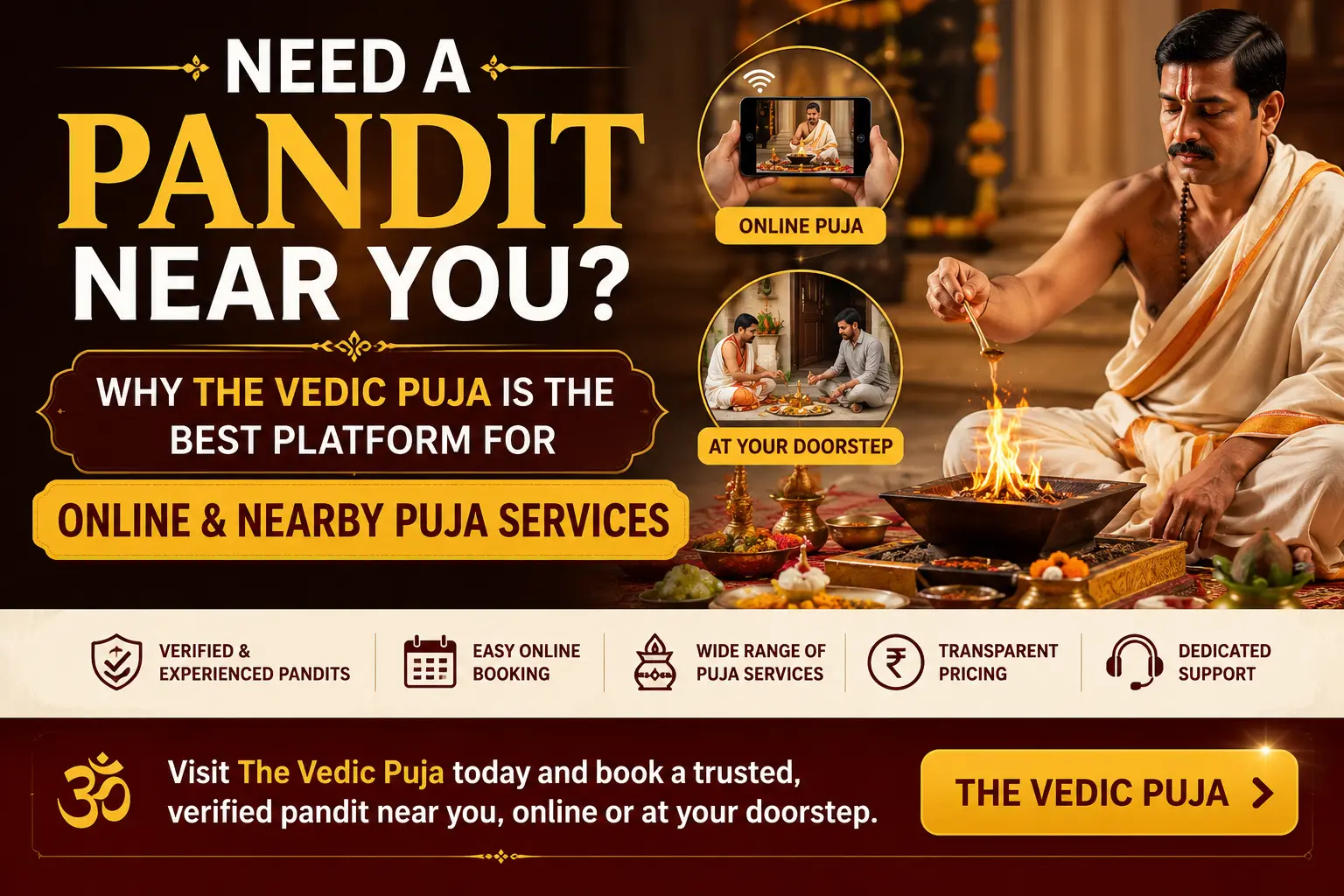 Pandit performing Griha Pravesh puja at home